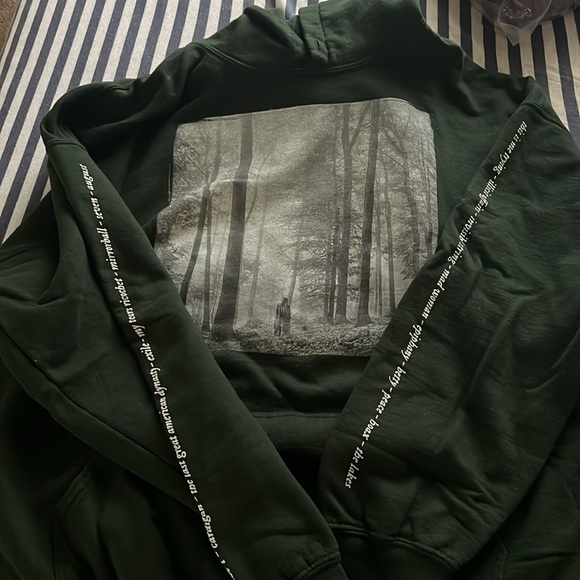 Taylor Swift Sweaters - Taylor Swift Dark Green Folklore In The Trees Hoodie XL